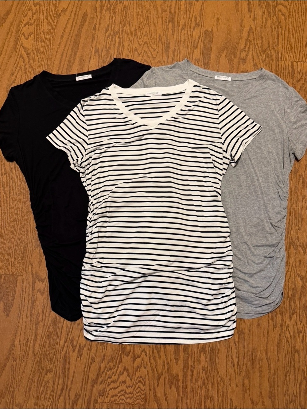 SMALLSHOW Women's Maternity Striped Ruched T-Shirt Bundle - Picture 3 of 3